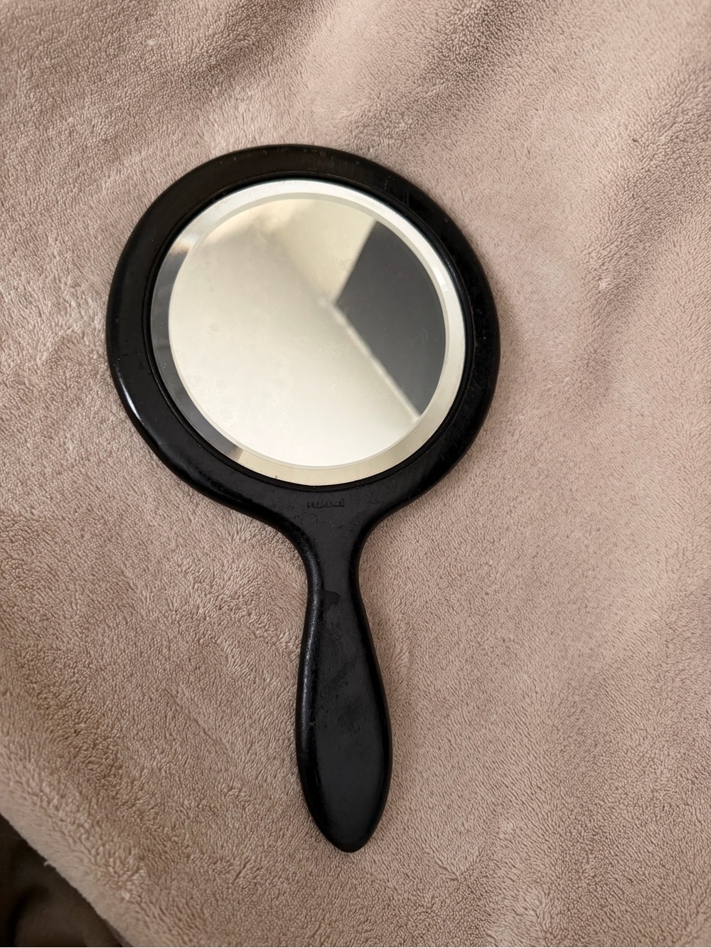 Vintage Distressed Black Handheld Vanity Mirror - Picture 2 of 4